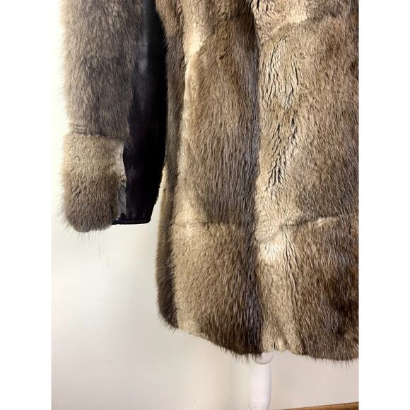 Vintage muskrat fox fur jacket coat size 6 small medium leather 90's - Picture 7 of 15